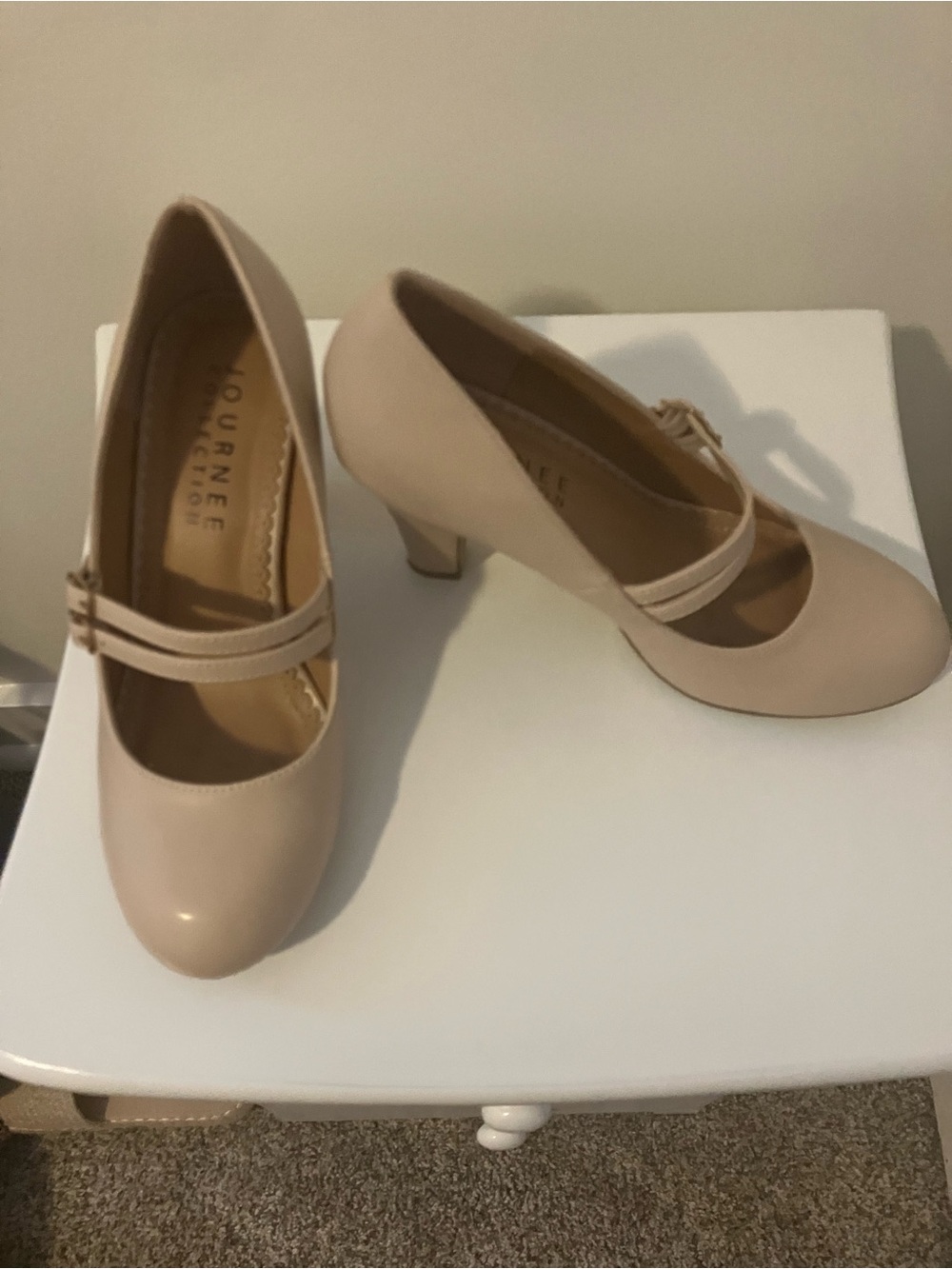 Journee Collection Beige Nude Mary Jane Heels for Women Size 7